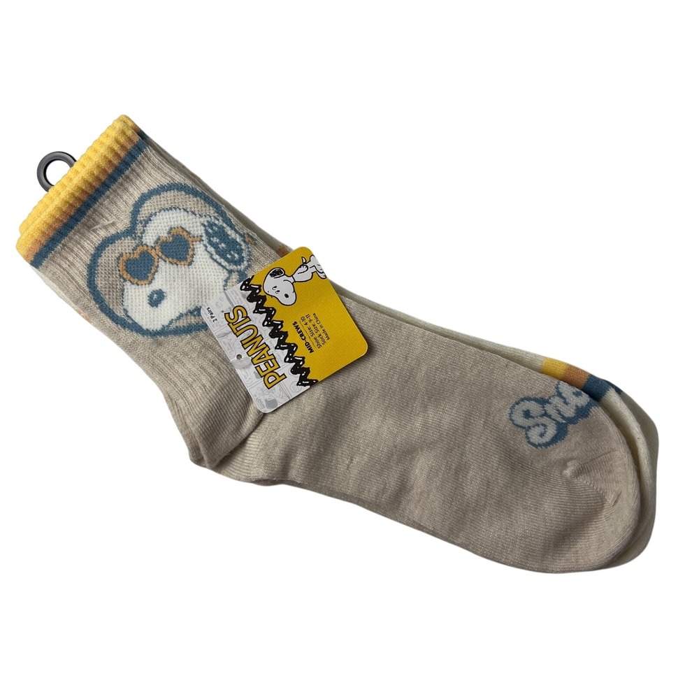 NEW Peanuts Snoopy Mid Crew Socks Kids unisex 9-11 2-Pack Woodstock Comfy